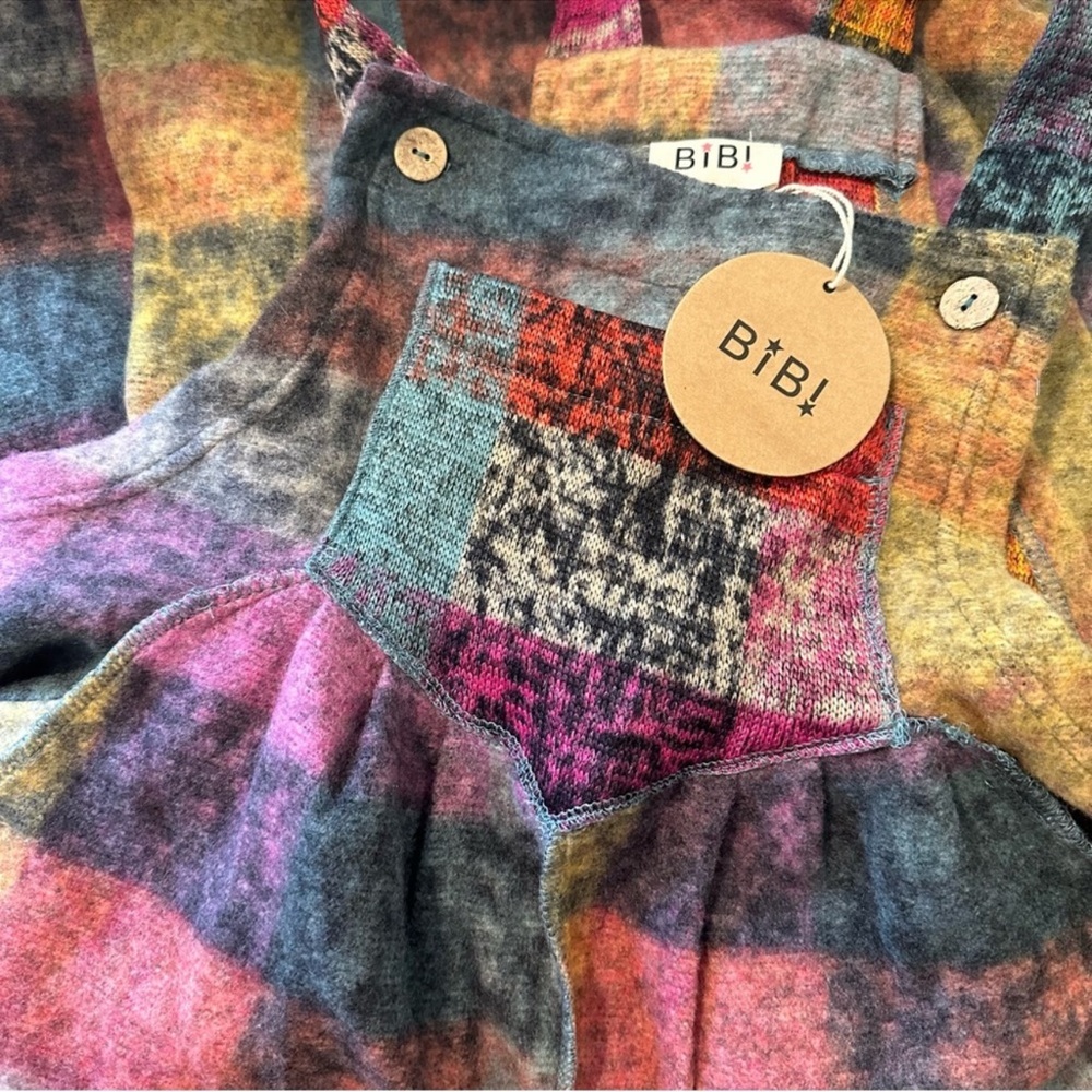 VINTAGE BRUSHED MULTI CHECKERED AND PLAID BOHO OVERALLS JUMPSUIT - Picture 7 of 8